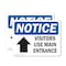 Signmission Visitors Use Main Entrance Up Arrow Sign, Vinyl Decal, 5in W x 3.5in L, 2PK OS-2PACK-NS-D-35-L-18885 - alternate 1